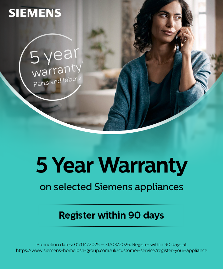 Siemens - 5 Year Warranty on Selected Appliances - 31.03.2026