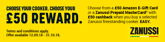 Zanussi ?50 Cashback/Gift Card Promotion 12.09-31.10.2018