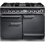 Falcon 1092 Deluxe Slate Brushed Chrome 110cm Dual Fuel Range Cooker, Grey, A Rated
