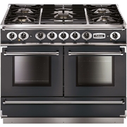 Falcon 1092 Continental Slate Brushed Chrome 110cm Dual Fuel Range Cooker, Grey, A Rated