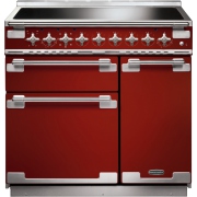 Rangemaster ELS90EIRD 90cm Induction Range Cooker Elise Cherry Red / Brushed Nickel, A Rated