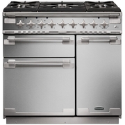 Rangemaster ELS90DFFSS 90cm Dual Fuel Range Cooker Elise Stainless Steel / Brushed Nickel, A Rated