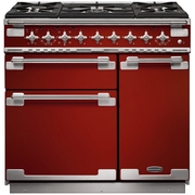 Rangemaster ELS90DFFRD 90cm Dual Fuel Range Cooker Elise Cherry Red / Brushed Nickel, A Rated