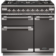 Rangemaster ELS90DFFSL 90cm Dual Fuel Range Cooker Elise Slate / Brushed Nickel, A Rated