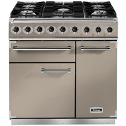 Falcon F900DXDFFN/NM 900 Deluxe Fawn / Chrome 90cm Dual Fuel Range Cooker, Copper, A Rated