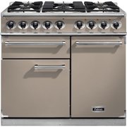 Falcon F1000DXDFFN/NM 1000 Deluxe Fawn / Brushed Chrome 100cm Dual Fuel Range Cooker, Copper, A Rated
