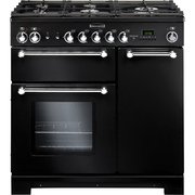 Rangemaster KCH90NGFBL/C 90cm Gas Range Cooker Kitchener Black / Chrome, A+ Rated