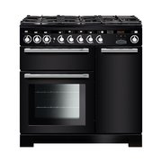 Rangemaster EDL90DFFBL/C 90cm Dual Fuel Range Cooker Encore Deluxe Black / Chrome, A Rated