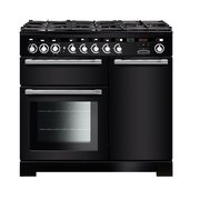 Rangemaster EDL100DFFBL/C 100cm Dual Fuel Range Cooker Encore Deluxe Black / Chrome, A Rated