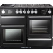 Rangemaster NEX110SODFFCB/C 110cm Dual Fuel Range Cooker Nexus Steam Charcoal Black / Chrome, A Rated