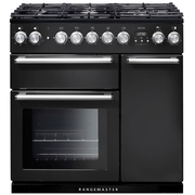 Rangemaster NEX90DFFCB/C 90cm Dual Fuel Range Cooker Nexus Charcoal Black / Chrome, A Rated