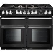 Rangemaster NEXSE110DFFCB/C 110cm Dual Fuel Range Cooker Nexus Charcoal Black / Chrome, A Rated