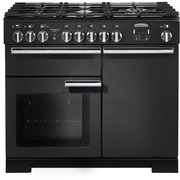 Rangemaster PDL100DFFCB/C 100cm Dual Fuel Range Cooker Professional Deluxe Charcoal Black / Chrome, A Rated