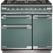 Rangemaster ELS90DFFMG 90cm Dual Fuel Range Cooker Elise Mineral Green / Brushed Nickel, A Rated
