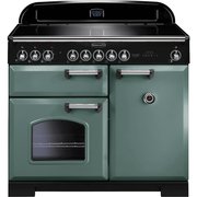 Rangemaster CDL100EIMG/C 100cm Induction Range Cooker Classic Deluxe Mineral Green / Chrome, A Rated