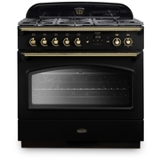 Rangemaster CLAS90FXDFFBL/B 90cm Dual Fuel Range Cooker Classic FX Black / Brass, A Rated