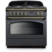 Rangemaster CLAS90FXDFFSL/B 90cm Dual Fuel Range Cooker Classic FX Slate / Brass, A Rated