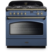 Rangemaster CLAS90FXDFFSB/B 90cm Dual Fuel Range Cooker Classic FX Stone Blue / Brass, A Rated