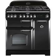 Rangemaster CDL90DFFCB/C 90cm Dual Fuel Range Cooker Classic Deluxe Charcoal Black / Chrome, A Rated