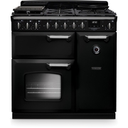 Rangemaster CLDL90DFPGBL/CM1 90cm Dual Fuel Range Cooker Classic Deluxe Gloss Black / Chrome, A Rated