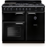 Rangemaster CLDL100DFPGBL/CM1 100cm Dual Fuel Range Cooker Classic Deluxe Gloss Black / Chrome, A Rated