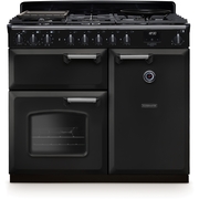 Rangemaster CLDL100DFPCBL/CM1 100cm Dual Fuel Range Cooker Classic Deluxe Charcoal Black / Chrome, A Rated