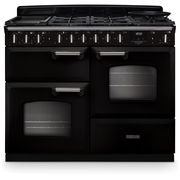 Rangemaster CLDLO110DFPGBL/CM1 110cm Dual Fuel Range Cooker Classic Deluxe Gloss Black / Chrome, A Rated
