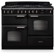 Rangemaster CLDLO110DFPCBL/CM1 110cm Dual Fuel Range Cooker Classic Deluxe Charcoal Black / Chrome, A Rated