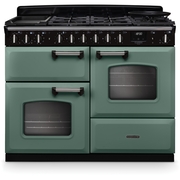 Rangemaster CLDLO110DFPMGR/CM1 110cm Dual Fuel Range Cooker Classic Deluxe Mineral Green / Chrome, A Rated