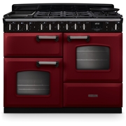 Rangemaster CLDLO110DFPBOR/CM1 110cm Dual Fuel Range Cooker Classic Deluxe Bordeaux / Chrome, A Rated