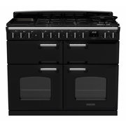 Rangemaster CLDLB110DFPGBL/CM1 110cm Dual Fuel Range Cooker Classic Deluxe Gloss Black / Chrome, A Rated
