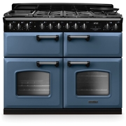 Rangemaster CLDLB110DFPSTB/CM1 110cm Dual Fuel Range Cooker Classic Deluxe Stone Blue / Chrome, A Rated