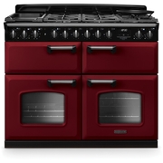 Rangemaster CLDLB110DFPBOR/CM1 110cm Dual Fuel Range Cooker Classic Deluxe Bordeaux / Chrome, A Rated