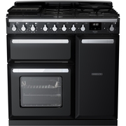 Rangemaster ESDL90DFPGBL/CM1 90cm Dual Fuel Range Cooker Estel Deluxe Black / Chrome, A Rated