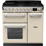 Rangemaster ESDL90DFPPCR/CM1 90cm Dual Fuel Range Cooker Estel Deluxe Pale Cream / Chrome, A Rated