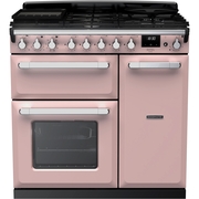Rangemaster ESDL90DFPPPK/CM1 90cm Dual Fuel Range Cooker Estel Deluxe Pale Pink / Chrome, A Rated