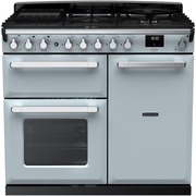 Rangemaster ESDL100DFPMSB/CM1 100cm Dual Fuel Range Cooker Estel Deluxe Misty Blue / Chrome, A Rated