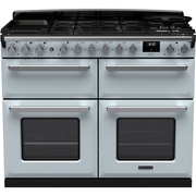 Rangemaster ESDLB110DFPMSB/CM1 110cm Dual Fuel Range Cooker Estel Deluxe Misty Blue / Chrome, A Rated