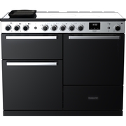 Rangemaster EDDLO110EIGBLK/CM1 110cm Induction Range Cooker Edge Deluxe Black Glass / Chrome, A Rated