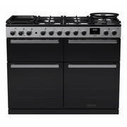 Rangemaster EDDLB110DFGBLK/CM1 110cm Dual Fuel Range Cooker Edge Deluxe Black Glass / Chrome, A Rated