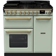 Rangemaster ESDL90DFPMNT/AB1 90cm Dual Fuel Range Cooker Estel Deluxe Mint / Antique Brass, A Rated
