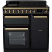 Rangemaster ESDL90EIPGBL/AB1 90cm Induction Range Cooker Estel Deluxe Black / Antique Brass, A Rated