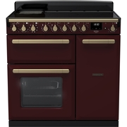 Rangemaster ESDL90EIPBOR/AB1 90cm Induction Range Cooker Estel Deluxe Bordeaux / Antique Brass, A Rated