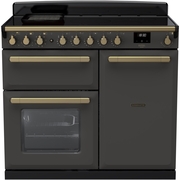 Rangemaster ESDL100EIPSLT/AB1 100cm Induction Range Cooker Estel Deluxe Slate / Antique Brass, A Rated