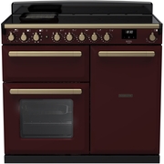 Rangemaster ESDL100EIPBOR/AB1 100cm Induction Range Cooker Estel Deluxe Bordeaux / Antique Brass, A Rated
