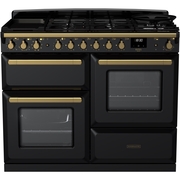Rangemaster ESDLO110DFPGBL/AB1 110cm Dual Fuel Range Cooker Estel Deluxe Black / Antique Brass, A Rated