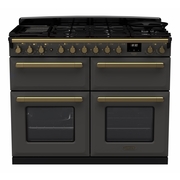 Rangemaster ESDLB110DFPSLT/AB1 110cm Dual Fuel Range Cooker Estel Deluxe Slate / Antique Brass, A Rated