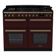 Rangemaster ESDLB110DFPBOR/AB1 110cm Dual Fuel Range Cooker Estel Deluxe Bordeaux / Antique Brass, A Rated