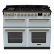 Rangemaster ESDLB110DFPMSB/AB1 110cm Dual Fuel Range Cooker Estel Deluxe Misty Blue / Antique Brass, A Rated