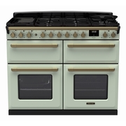 Rangemaster ESDLB110DFPMNT/AB1 110cm Dual Fuel Range Cooker Estel Deluxe Mint / Antique Brass, A Rated